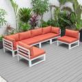 Leisuremod Chelsea 6-Piece Patio Sectional White Aluminum With OrangeCushions CSW-6OR